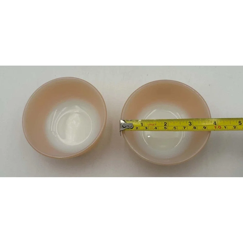 Vintage Fire-King Peach Lustre Custard Cups Set of 2 Anchor Hocking USA
